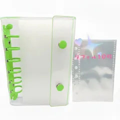 Hizuki シール帳 A7 バインダー 推し活 トレカ チェキ シール交換 透明リフィル10枚 韓国 立体シールにも (グリーン)