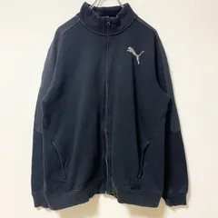 古着 used　PUMA プーマ　長袖フルジップワンポイントロゴ刺スウェット　トレーナー　ハイネック　ブラック　Lサイズ【値引き交渉OK！】