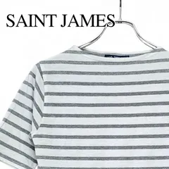 SAINT JAMES セントジェームス ボーダー カットソー Tシャツ 半袖 グレー×ホワイト コットン100% フランス製 レディース XXSサイズ相当 小さいサイズ カジュアル 上質 定番 262KJ