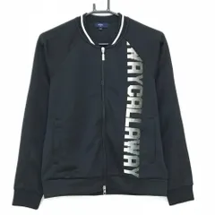 【超美品】キャロウェイ ジャケットブルゾン 黒×白 ロゴプリント レディース M ゴルフウェア 2024年モデル Callaway