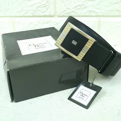 クリスチャンディオール 牛革 レザー ベルト ブラック シルバー ゴールド金具