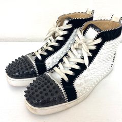 ルブタン スパイク スニーカー 白クロコ 黒グリッター ハイカット 