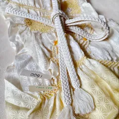 絞り帯揚げ、帯締めセット　白/クリーム系