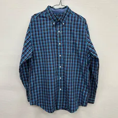 Y71 CHAPS 長袖シャツ L 青 赤 チェック柄 刺繍ロゴ チャップス 古着卸 アメリカ仕入
