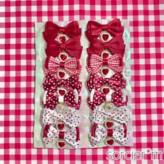 BABY Jewel ♡ 量産型 リボン ヘアクリップ ロリィタ ゆめかわいい ピンク ちいさめ 量産型 天使界隈 水色 ハート はーと 三つ編み 卒園式 卒業式 入園式 入学式 赤 ギンガムチェック レッド ドット 水玉 病みかわ