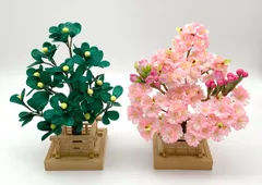 雛人形用の飾り 桜橘 一組 高さ26cm 木製台 [閉店在庫処分品]