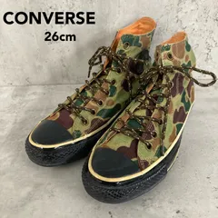 CONVERSE コンバース ALL STAR オールスター ハイカット スニーカー カモ 26cm US7.5 迷彩 ダックハンターカモ リップストップ キャンバス レザーパッチ ビンテージ風 ブラックソール ミリタリー 替え紐付 総柄  ★ ■■