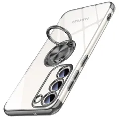 【特価商品】ブラック  携帯ケース 車載ホルダー対応 スタンド機能 ストラップホール付き 薄型 軽量 耐衝撃 ソフトケース メッキ加工 スマホケース OURJOY おしゃれ 透明 カバー SCG19 / / SC-51D S23 S23 ギャラクシー Sam