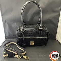 ◎【未使用／中古美品】 LEATHER JEWELS クロコ型押し 2Wayバッグ ブラック  レザー レディース レザージュエルズ 