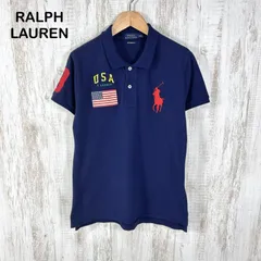 POLO RALPH LAUREN ポロラルフローレン THE SKINNY POLO ビッグポニー ロゴ刺繡 USA アメリカ 星条旗 ナンバリング 鹿の子 半袖 ポロシャツ ネイビー メンズ トップス