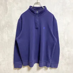 古着 used　IZOD アイゾッド　長袖ハーフジップスウェット　トレーナー　ワンポイントロゴ刺繍　ハイネック　ネイビー　Lサイズ【値引き交渉OK！】