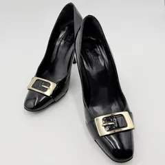 GUCCI（グッチ）エナメルパンプス ハイヒール ブラック 36C ゴールドトーンバックル