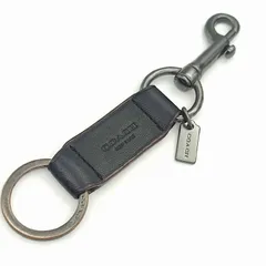 【美品】COACH　コーチ　ブラックレザー　キーホルダー　キーリング