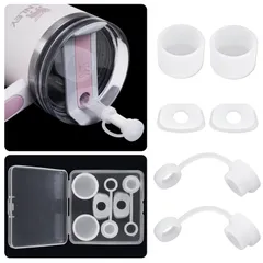 Stanley ストローカバー こぼれストッパー6個セット Stanley Quencher H2.0 40オンス & 30オンスタンブラー用 Stanley Cupアクセサリー ストローカバーキャップ、スクエアこぼれストッパー、ラウンド漏れ防止ストッパー付き