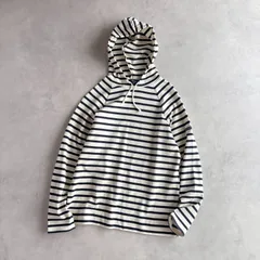 極美品 / SAINT JAMES セントジェームス / OUESSANT PARKER ウェッソンパーカー 長袖 ボーダー フード付コットンTシャツ / ユニセックス T3 レディース メンズ / エクリュ×ネイビー / フランス製 / フーディー トップス