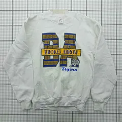◇ Θ ジャージーズ Jerzees BROKEN ARROW タイガース スウェットシャツ メンズ Mサイズ ホワイト系 E  【1602040057526】