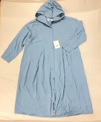 【新品】PERSON'S パーソンズ  Ｌサイズ 水色系  ワンピース 長袖  八分袖 パーカー フード付き