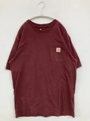 Carhartt カーハート Tシャツ/カットソー M レッド 無地 ワンポイント ブランドロゴ ミドル丈 半袖 クルーネック(丸首)