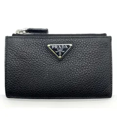 プラダ ファスナー付 ヴィッテロダイノレザー カードケース コインケース ブラック 2MC086 2E54 PRADA Ａランク