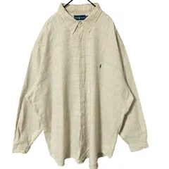 3XL オーバーサイズ  ボタンダウン チェック クリーム イエロー 黄色 ラルフローレン  シャツ レディース ユニセックス メンズ 古着 長袖 CHM