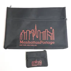 Manhattan Portage マンハッタンポーテージ クラッチバッグ ポーチ 2点セット ブラック ロゴ ファスナー