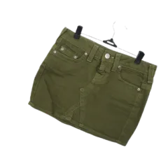 トゥルーレリジョン レディース 26インチ カーキ ミニ デニムスカート