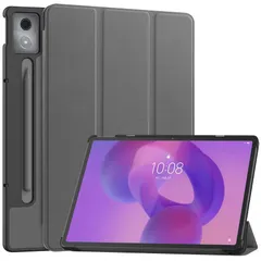 Shron For Lenovo Idea Tab Pro/Lenovo Xiaoxin Pad Pro 12.7インチ 2025 ケース 三つ折りスタンドカバー 超薄型 超軽量 マグネット オートスリープケース PU レザーカバー (灰色)