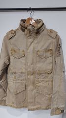 h108◇◇ミリタリージャケット メンズベージュ色 腰絞り ひも有り厚手