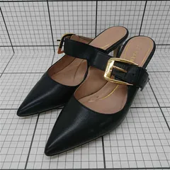 ◇ Θ コールハーン COLE HAAN レザー バックル ミュール ブラック系 レディース E  【1602040057038】