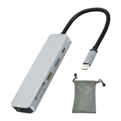USB C ハブ, USBハブ マルチポート C アダプター 6in1 USB ハブ 4K@30 Type c HDMI出力+SD/TF+USB 3.0+USB 2.0 データ転送ポート + 高速PD90W 充電ポート アダプター, MacBook  ...