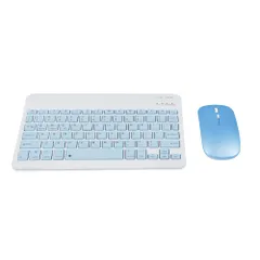 キーボード マウスセット bluetooth タブレット用キーボード マウス付き 充電式 薄型 軽量 小型 US配列 windows/iOS/Android対応 (黒) (blue)
