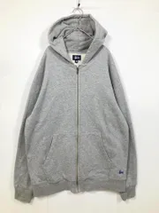 STUSSY ステューシー ロゴ 刺繍 フーディー シンプル ジップアップ パーカー sizeM/グレー ■■ メンズ
