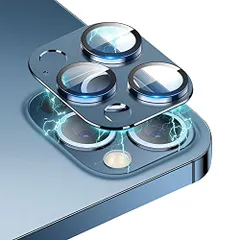 iPhone12 Pro Max カメラレンズ カメラ保護用フィルム メタルリングカバー レンズ プロテクター アイフォン12プロマックス アルミ製保護レンズカバー[iPhone 12 Pro Max(ブルー)]