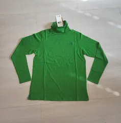 THE NORTH FACE グリーン タートルネック ウール 長袖 Tシャツ