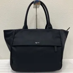 Y64　agnès b.　アニエスベー　ハンドバッグ　 ブラック系　黒　無地　ロゴ　ナイロン　 レディース