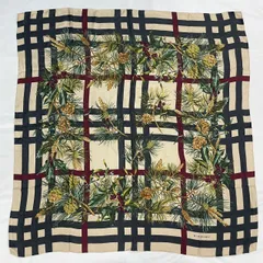 極美品 BURBERRY バーバリー スカーフ シルク チェック柄 花柄 マルチカラー