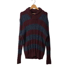 TOMMY HILFIGER トミーヒルフィガー ニット セーター ワンポイント刺繡 CHINA製 Lサイズ ワインレッド ネイビー