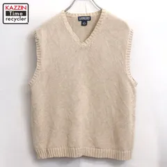 00s LANDS' END Vネック コットン ニットベスト メンズ 表記Mサイズ