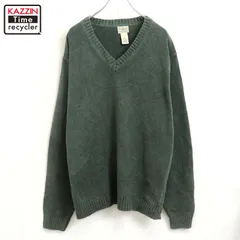 00s L.L.Bean 無地 Vネック コットン ニットセーター メンズ 表記Lサイズ