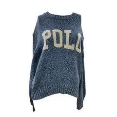 186005 POLO RALPH LAUREN ポロ・ラルフローレン ロゴコットンクルーネックセーター S ブルー レディース