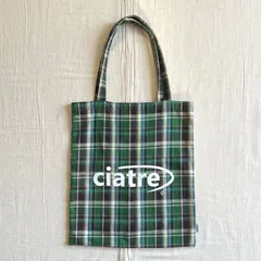 希少　完売品　ciatre check tote bag　シアター　チェック柄　トートバッグ　ハンドバッグ　ビッグロゴプリント　ワンポイント刺繍タグ　大容量　GREEN　グリーン×ブラウン×ホワイト×ブルー　PC・A4サイズ収納可能　内ポケット付き　ストリート