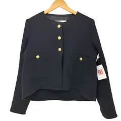 ザラ ZARA メタルボタン ノーカラー ツイードジャケット レディース import：XL 