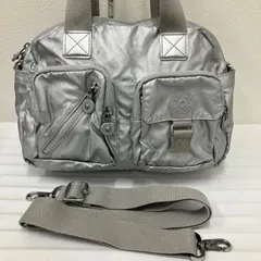 54　KIPLING　キプリング　トートバッグ　 2way　ショルダーバッグ　シルバー系　 ポケット多数　ナイロン　軽量　レディース