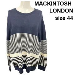 マッキントッシュロンドン MACKINTOSH LONDON セーター ニット ボーダー柄 ネイビー 白 綿 44 LL～3L レディース S6B415のサムネイル
