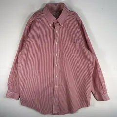 古着 ブルックスブラザーズ Brooks Brothers 長袖シャツ 胸ポケ 346 REGULAR FIT L  レッド系 ストライプ メンズ