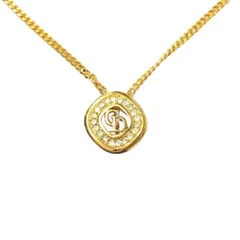 クリスチャンディオール Christian Dior CD ロゴ ネックレス GPg ラインストーン ゴールド【中古】