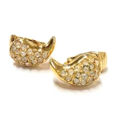 クリスチャンディオール Christian Dior ドロップ イヤリング ラインストーン GPg ゴールド【中古】