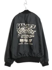 【お得なクーポン配布中!】 80s ★ HOLLOWAY ナイロン レーシング ジャケット メンズ XL / ヴィンテージ バック プリント 中綿 キルティング ジャンバー ブルゾン 黒