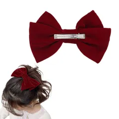 ヘアアクセサリー ベロア リボン ヘアアクセ バレッタ 髪飾り ヘアクリップ ロングリボン ヘアピン クリップ かわいい おしゃれ ヘアゴム ビッグリボン 大きめ ベルベット シュシュ 可愛い (レッド, バレッタ小) [レッド] [バレッタ小]