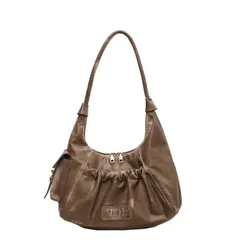 [Liebendo] ショルダー バッグ レディース 斜めがけ レザー 肩掛け バック 大容量 ななめがけ バック ななめかけショルダーバッグ 軽量 カバン レトロ 鞄 かばん ハーフムーンバッグ 人気 おしゃれ お洒落 (ライトブラウン) [ライトブラウン]